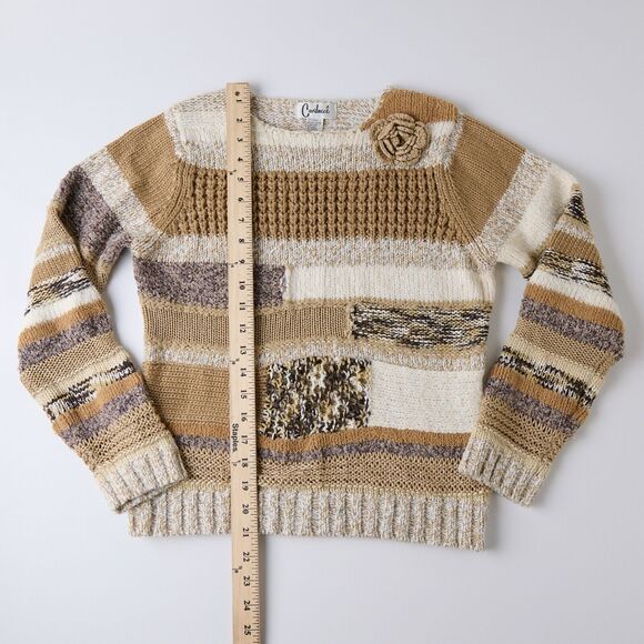 Vtg Carducci Womens Patchwork Sweater Medium Knit Crew Neck Cottagecore Boho Y2K - Picture 3 of 10